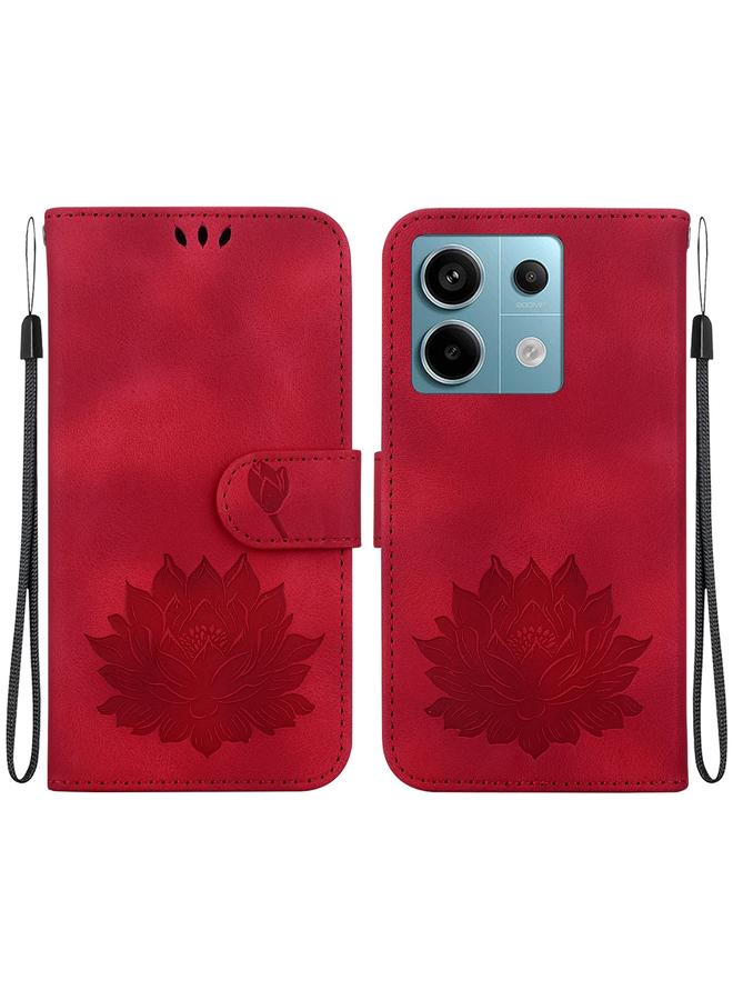 Zaboon For Xiaomi Poco X6 5G Global Lotus Embossed Leather Phone Case(Red) 