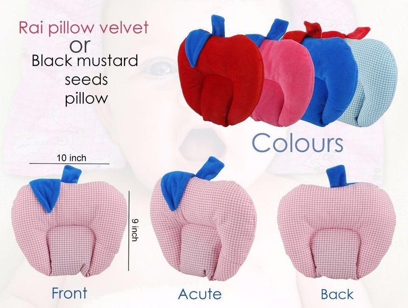 Kuber Industries Kuber Industries Mustard Seeds Rai Baby Pillow Recommended Age06 Month Apple Shape Cotton Pink RAIP106MultiStandardKUB1294  - Image 2