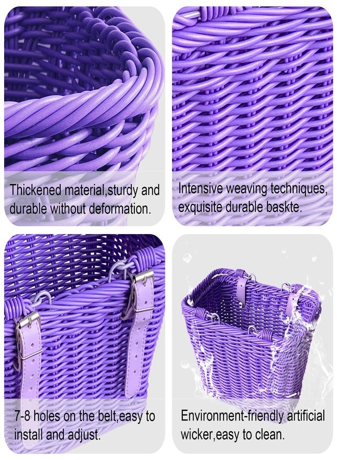 RainFlowwer Kids Bike Basket, Front Bicycle Basket with Adjustable Leather Straps, Detachable Wicker Front Handlebar Bike Basket for Boys and Girls, Suitable for Balance Bike, Tricycle, Scooter, Most Bicycles - Image 5