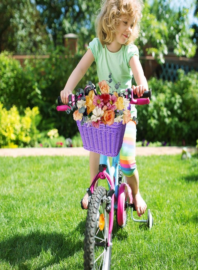 RainFlowwer Kids Bike Basket, Front Bicycle Basket with Adjustable Leather Straps, Detachable Wicker Front Handlebar Bike Basket for Boys and Girls, Suitable for Balance Bike, Tricycle, Scooter, Most Bicycles - Image 3