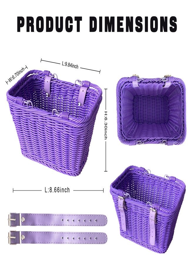 RainFlowwer Kids Bike Basket, Front Bicycle Basket with Adjustable Leather Straps, Detachable Wicker Front Handlebar Bike Basket for Boys and Girls, Suitable for Balance Bike, Tricycle, Scooter, Most Bicycles - Image 4