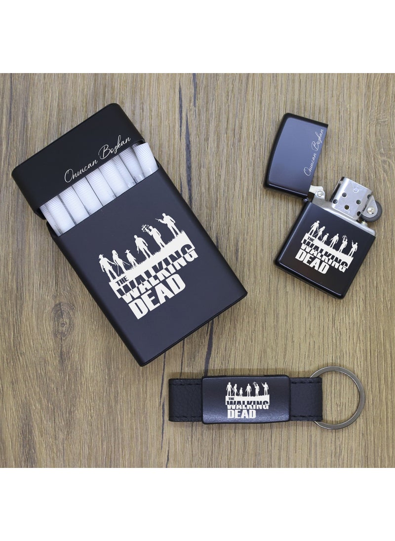 Ada Lazer - Personalized The Walking Dead Metal Cigarette Box, Zippo Lighter and Keychain Set - Image 1