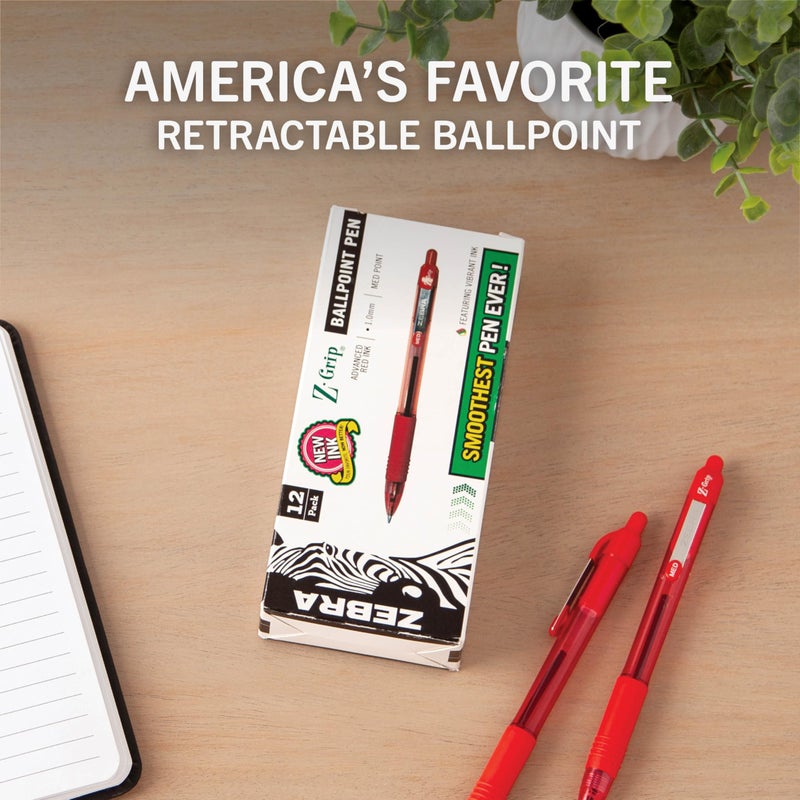 Zebra Pen قلم زيبرا ز-غريب القابل للسحب، نقطة متوسطة، 1.0 مم، حبر أحمر، 12 قطعة - Image 2
