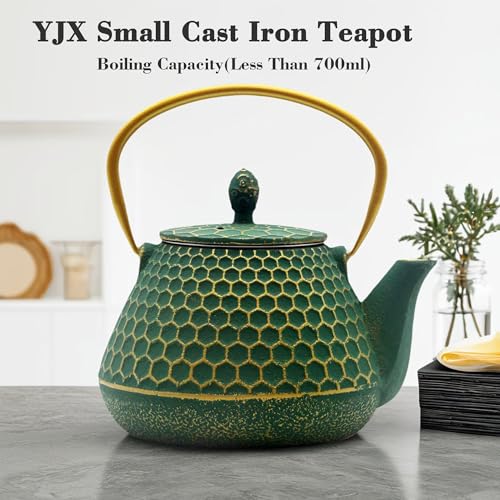 YJX Cast Iron Tea Kettle, Japanese Tetsubin Teapot Coated with Enameled Interior, Durable Cast Iron Teapot with Stainless Steel Infuser for Stovetop Safe(1000ml/34oz) - Image 2