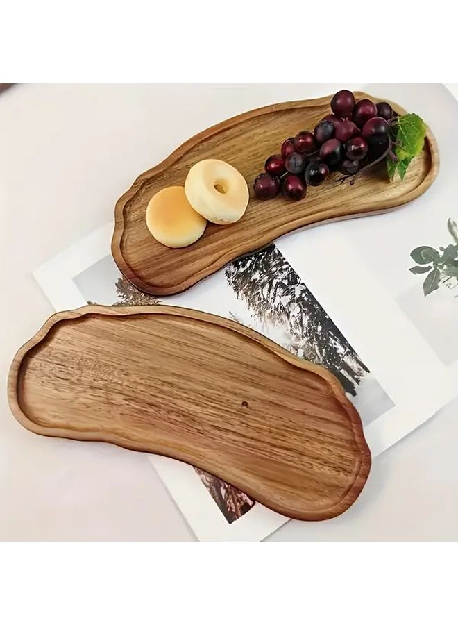 لوح جبن من الخشب الصلب بتصميم ورقة أنيق، صينية تقديم خشب طبيعي، شكل قدم الطبق - Image 5