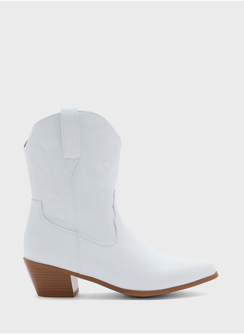 Ginger Embroidered Cowboy Ankle Boots  - Image 1