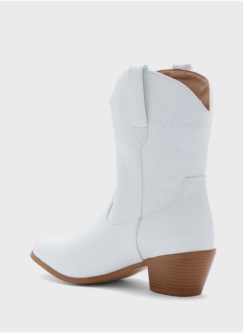 Ginger Embroidered Cowboy Ankle Boots  - Image 3
