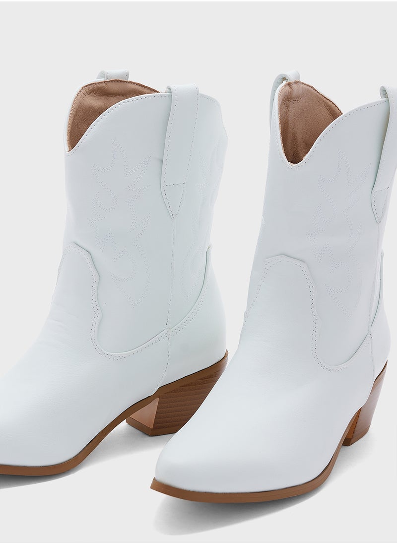 Ginger Embroidered Cowboy Ankle Boots  - Image 4