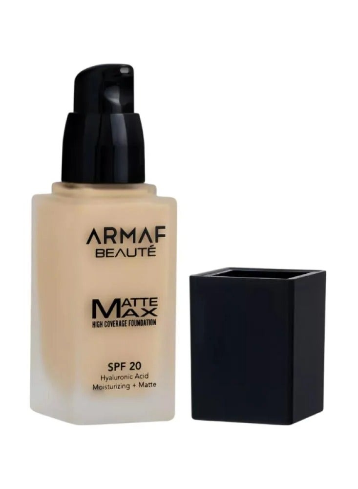 Armaf Beaute Max High Coverage Matte Foundation SPF 20, Porcelain 30ml - Image 1