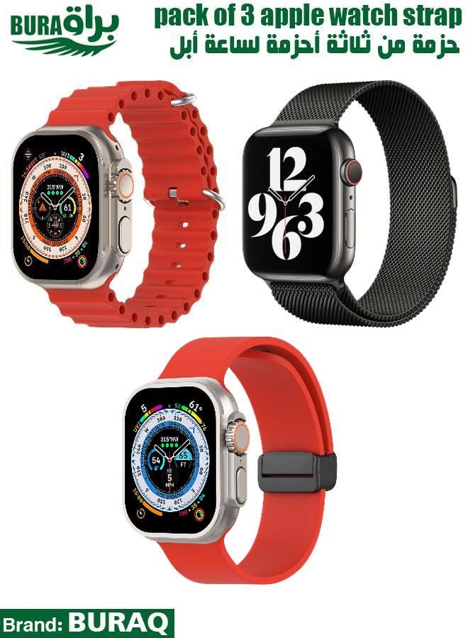 BURAQ Apple Watch Band Strap For Apple Watch Ultra 2/Ultra 49mm, Series 10 46mm, 9/8/7 45mm, SE2/SE/6/5/4 44mm, 3/2/1 42mm 