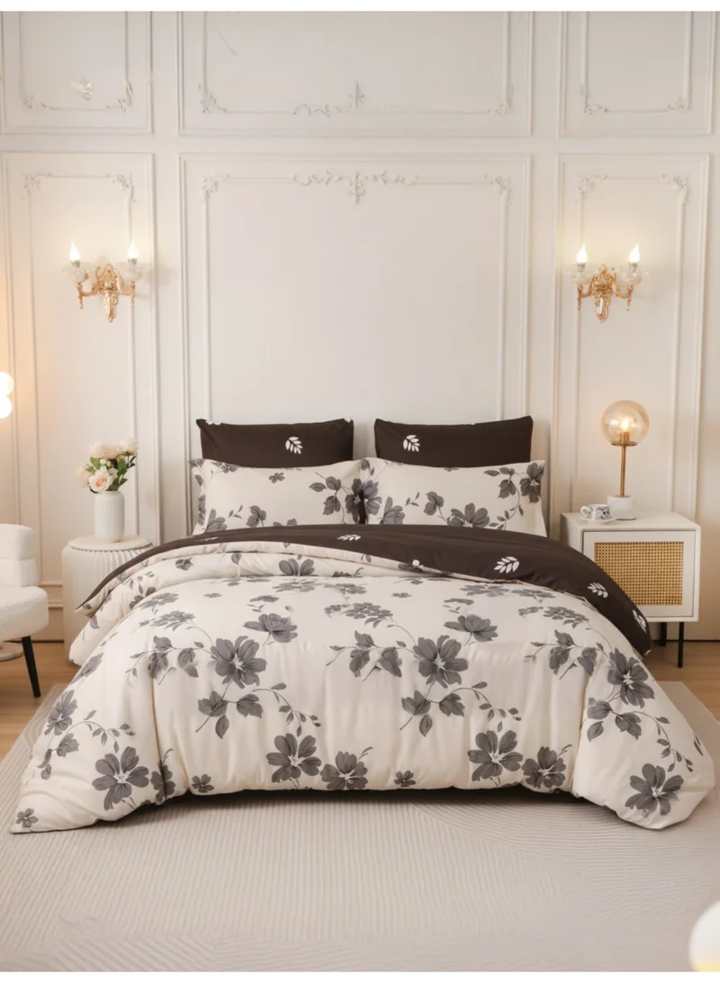 دوناتيلا طقم غطاء لحاف مطبوع، مقاس كينغ مناسب لسرير 200×200 سم - طقم سرير مكوّن من 6 قطع، قماش مايكروفايبر مصقول - 1 غطاء لحاف، 1 شرشف مطاطي، 2 كيس مخدة شام، 2 كيس مخدة (الحشوة غير متضمنة)