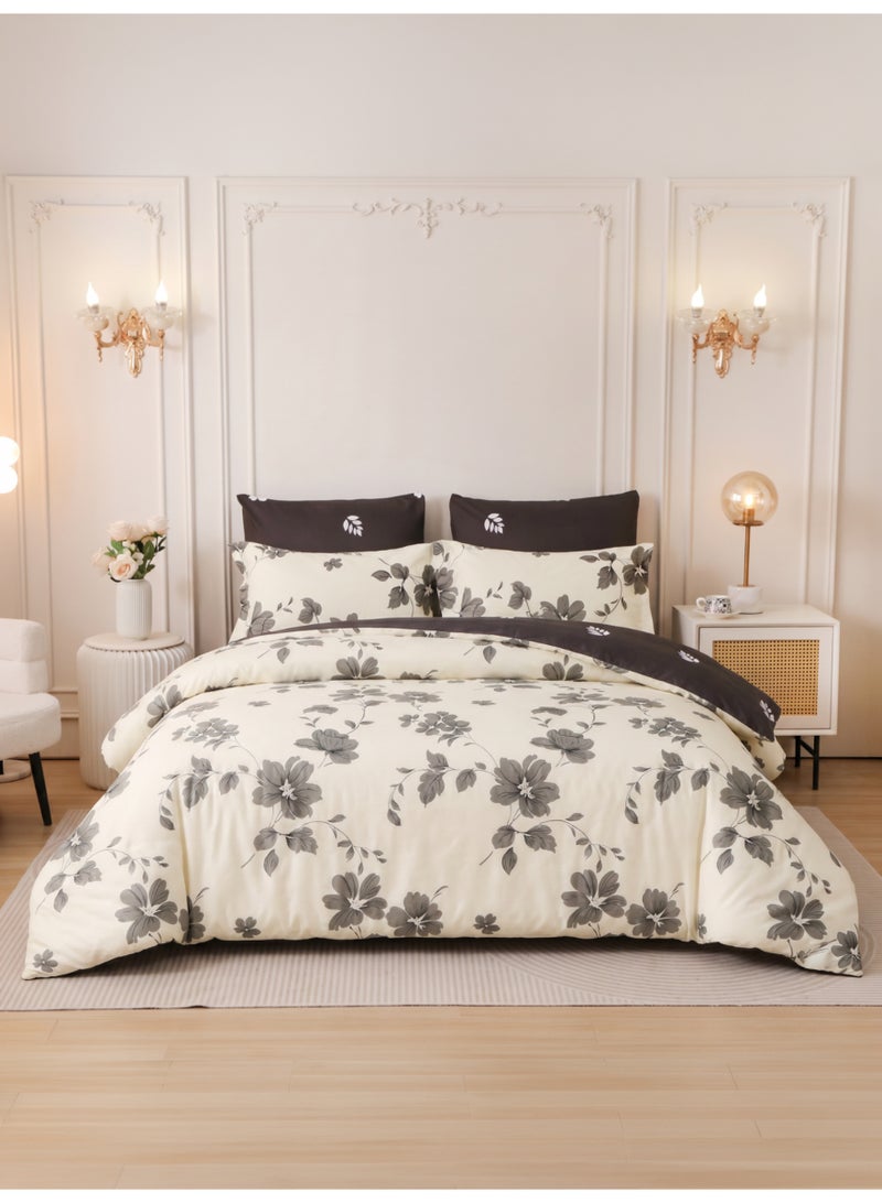 Donetella Printed Duvet Set, King Size Fits 200x200 cm - 6-Pcs Bed Set, Brushed Microfiber Fabric - 1 Duvet Cover, 1 Fitted Sheet, 2 Pillow Shams, 2 Pillowcases (Filler Not Included) - Image 1
