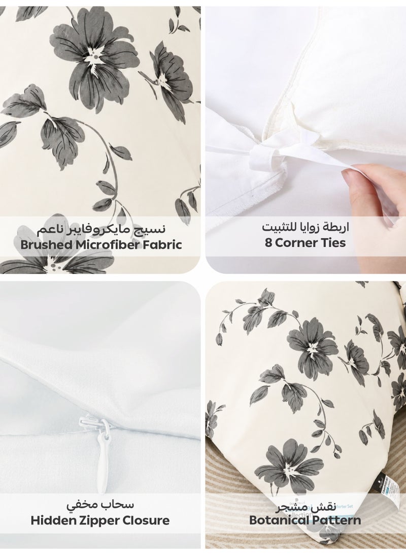 Donetella Printed Duvet Set, King Size Fits 200x200 cm - 6-Pcs Bed Set, Brushed Microfiber Fabric - 1 Duvet Cover, 1 Fitted Sheet, 2 Pillow Shams, 2 Pillowcases (Filler Not Included) - Image 5