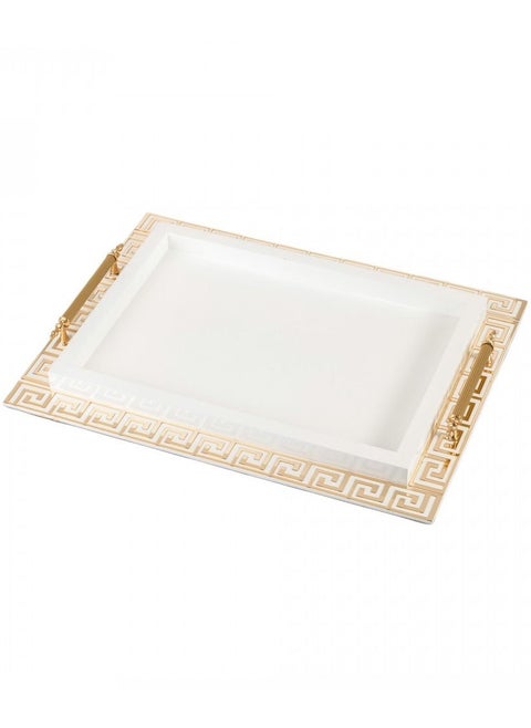 Wooden Serving Tray White Color With Gold