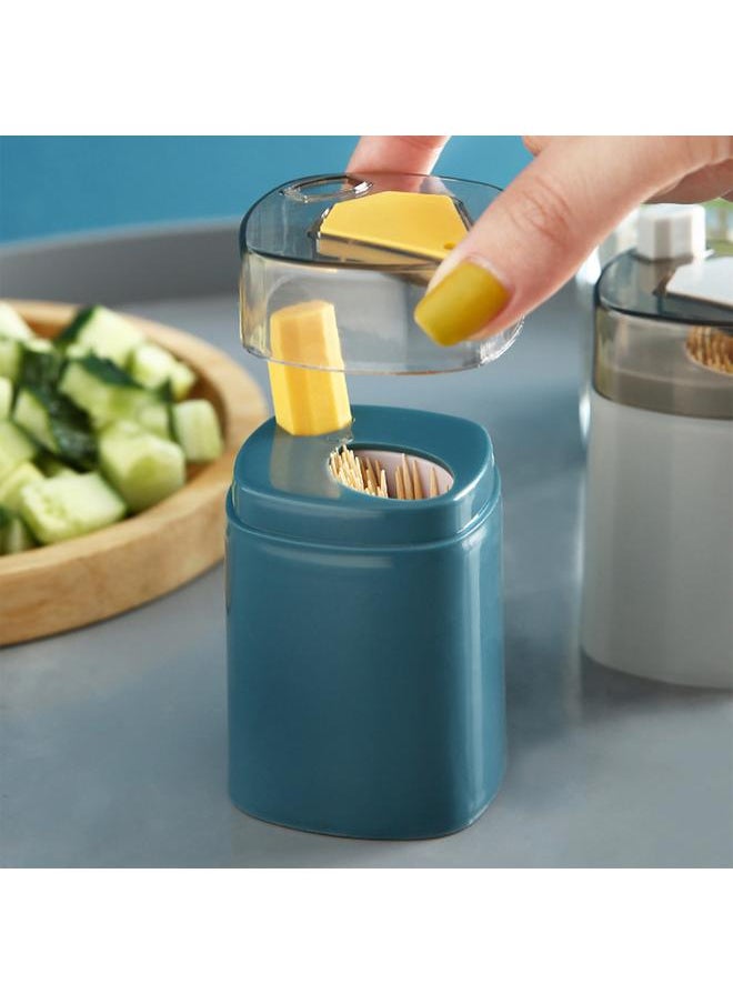 Reusable Toothpick Holder Automatic Pop Up Dispenser Plastic Toothpick Storage Container for Home Use Navy Blue