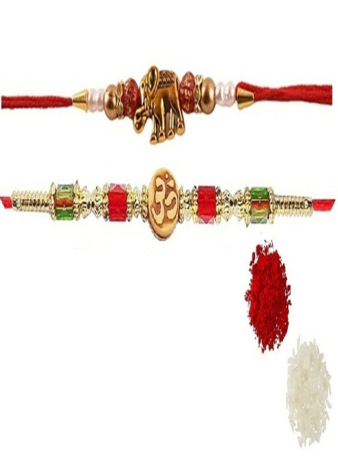VR Creatives Elephant Rakhi and Swastika Two 2 Family rakshabandhan Rakhi Combo Set for Brother - Image 1