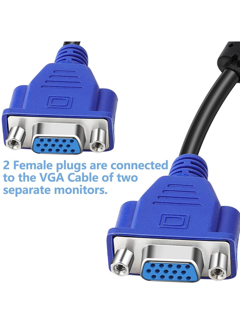 erorex Dual VGA Splitter Monitor Cable 1 Male to 2 Female Adapter Converter VGA Video Y Cable Cord for Screen Duplication  - Image 2