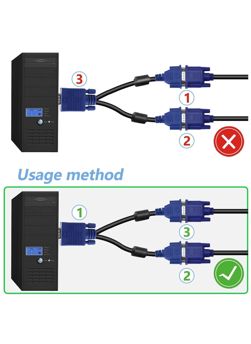 erorex Dual VGA Splitter Monitor Cable 1 Male to 2 Female Adapter Converter VGA Video Y Cable Cord for Screen Duplication  - Image 5
