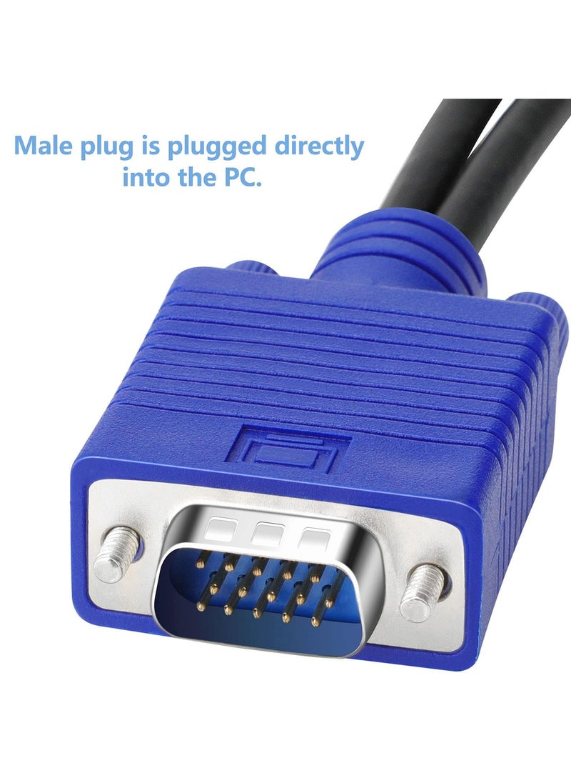 erorex Dual VGA Splitter Monitor Cable 1 Male to 2 Female Adapter Converter VGA Video Y Cable Cord for Screen Duplication  - Image 3