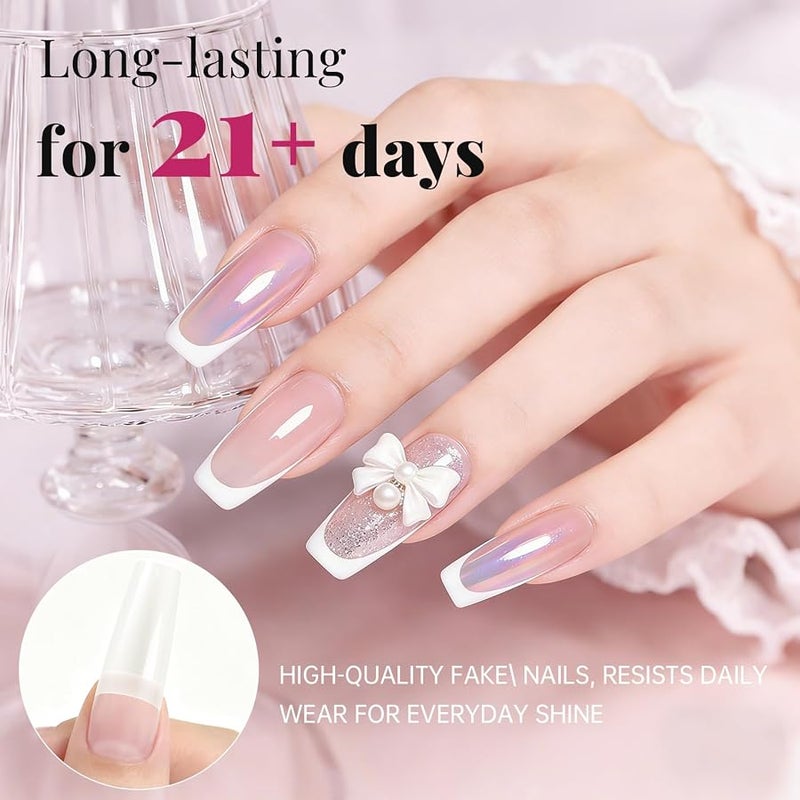 krofaue 500PCS Natural False Nails Tips Lady French Style Acrylic Artificial Tip Manicure with Box of 10 Sizes for Nail Art Salons and Home DIY - Image 5