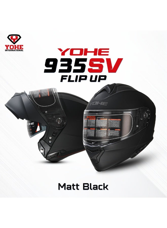 YOHE 935SV Motorcycle Scooter Safety Helmet - Flip up Modular Face ECE Certified - Color Matt Black - Image 1