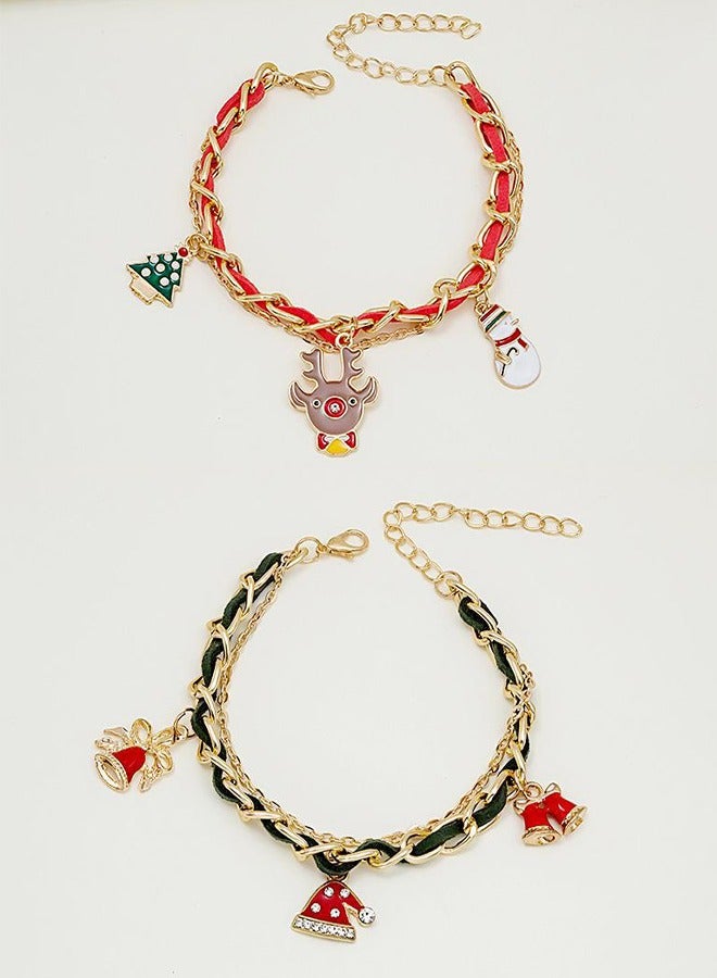 2 قطعة مجموعة سوار ملونة أزرق أحمر قلادة تمديد سلسلة سبيكة لذيذة للنساء الفتيات هدية مثالية عيد ميلاد متعدد الألوان - Image 2