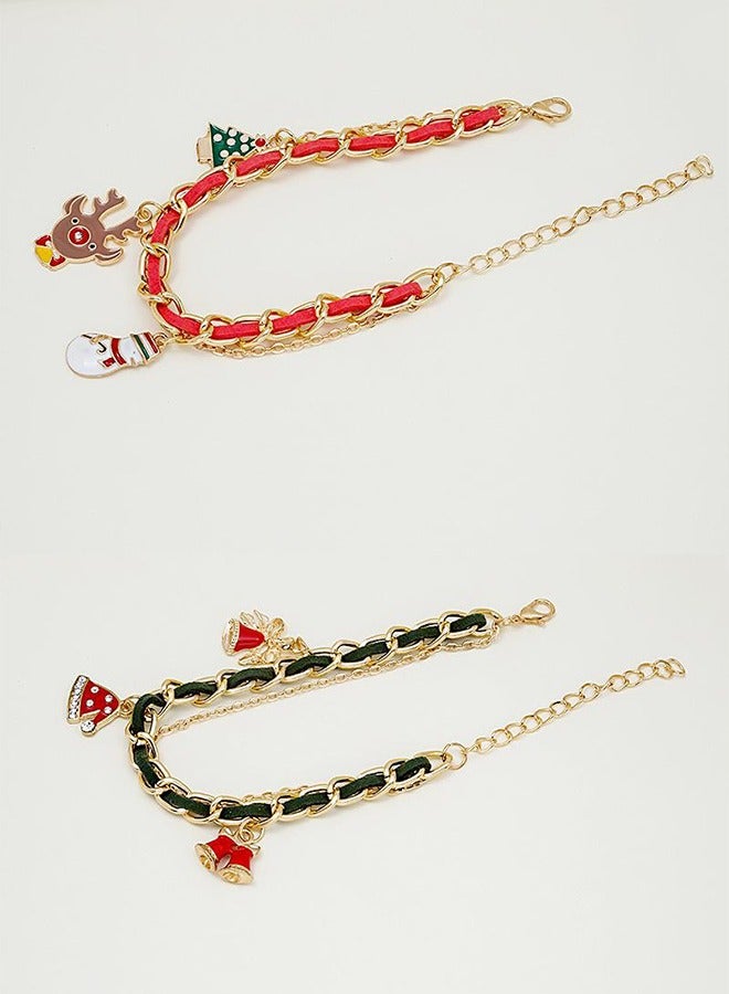 2 قطعة مجموعة سوار ملونة أزرق أحمر قلادة تمديد سلسلة سبيكة لذيذة للنساء الفتيات هدية مثالية عيد ميلاد متعدد الألوان - Image 3