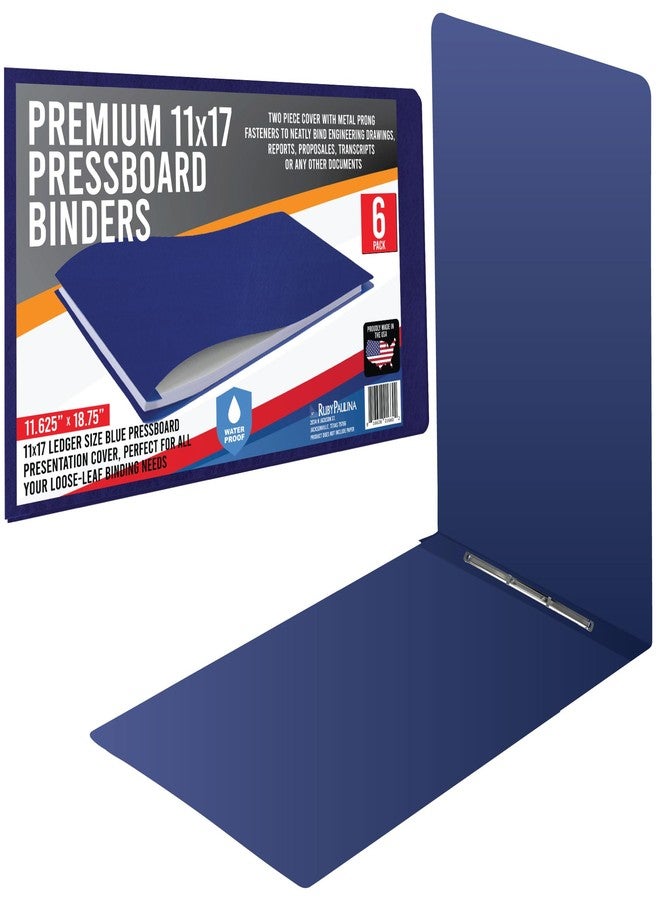 Ruby Paulina 11x17 Report Cover Pressboard Binder Poly Panels Includes Fold-Over Metal Fasteners Blue Package of 6 - Image 1