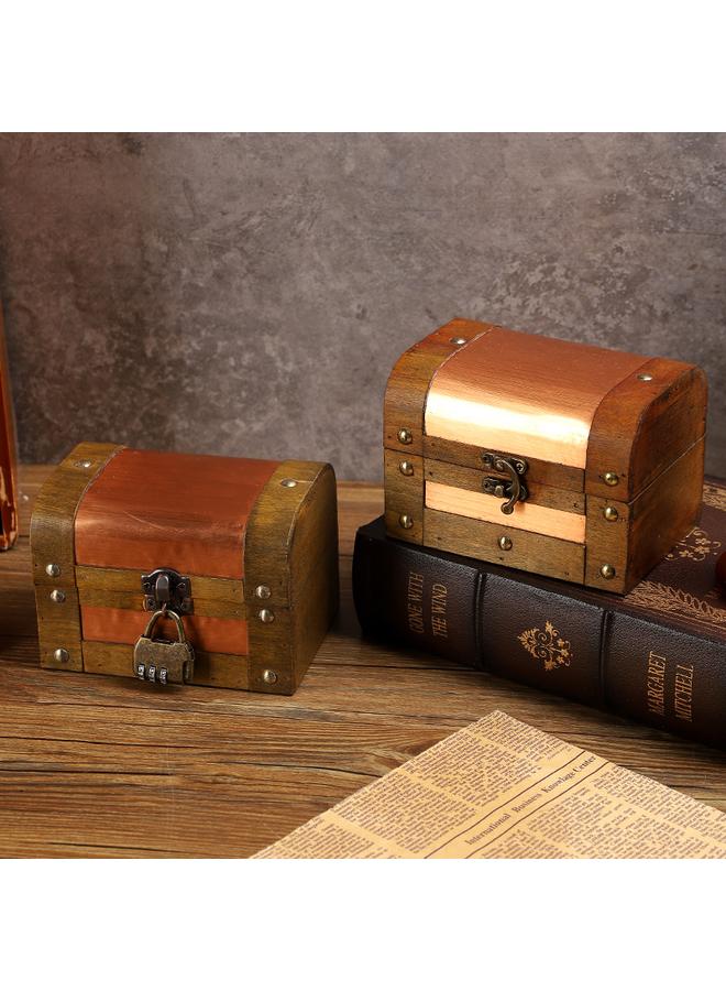 Bluejw Vintage Square Imitation Copper Wooden Storage Box Desktop Sundries Small Objects Storage Box Chamber Escape Props Jewelry Box - Image 2