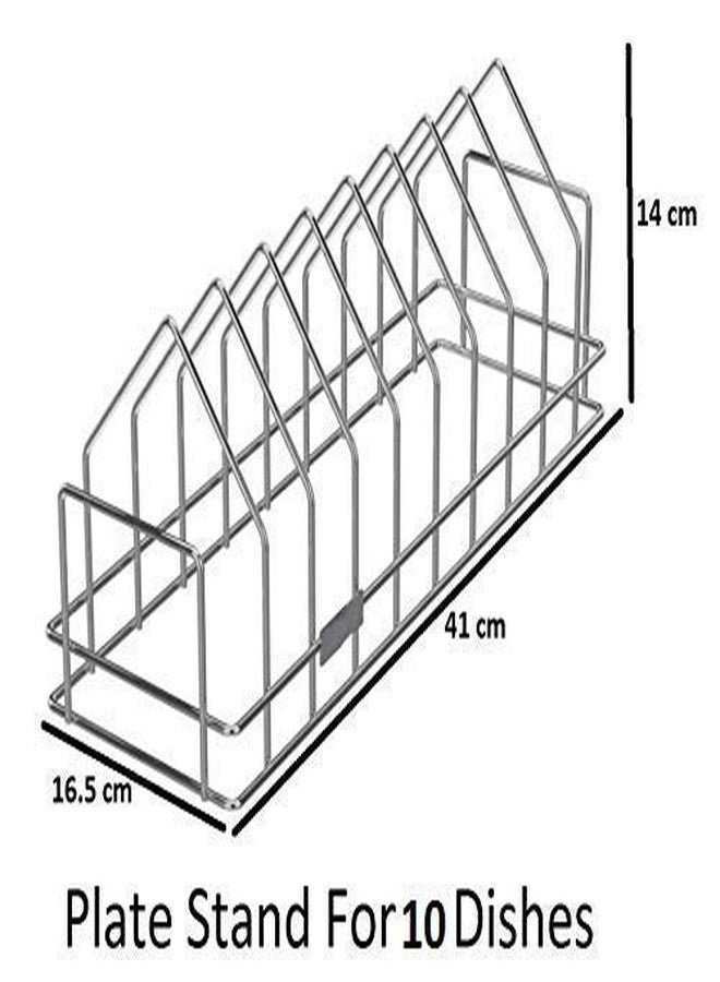 Jeruki Multipurpose Chrome Plated Stainless Steel Dish thali Plate Rack Holder Stand for Kitchen Utensil Rack, pan and Pot lid Holder Organizer Rack (1 PCS/Silver) (Triangle Thali/Plate Stand) - Image 2