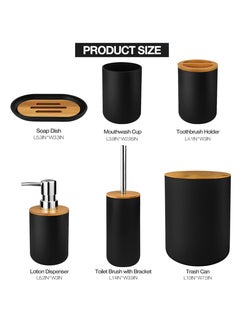 Mimelon 6-pcs Bathroom Accessory Set Bamboo Black Bathroom Set Includes Toothbrush Cup & Holder Soap Dispenser Soap Dish Durable Toilet Brush with Holder - pzsku/Z9D816A08B0D68A988BC2Z/45/_/1672357191/caf42510-98c2-4bab-9fc2-e5e82a4000c7