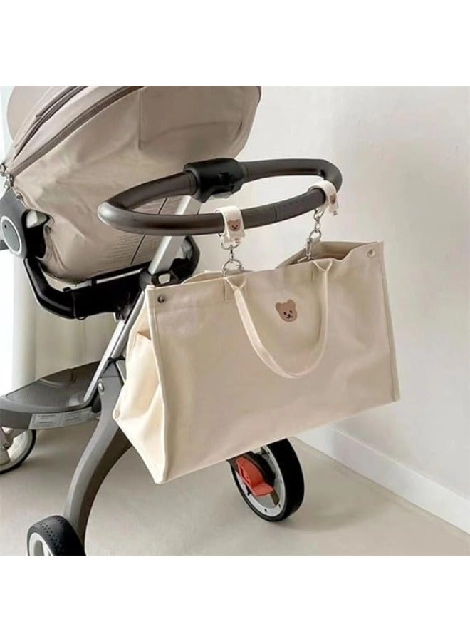 شيبشيب حقائب حفاضات قماشية على شكل دب لطيف، حقيبة أطفال كبيرة السعة للأم، حقيبة يد حقيبة أمومة بجيوب متعددة للأطفال والنساء والسفر - Image 4