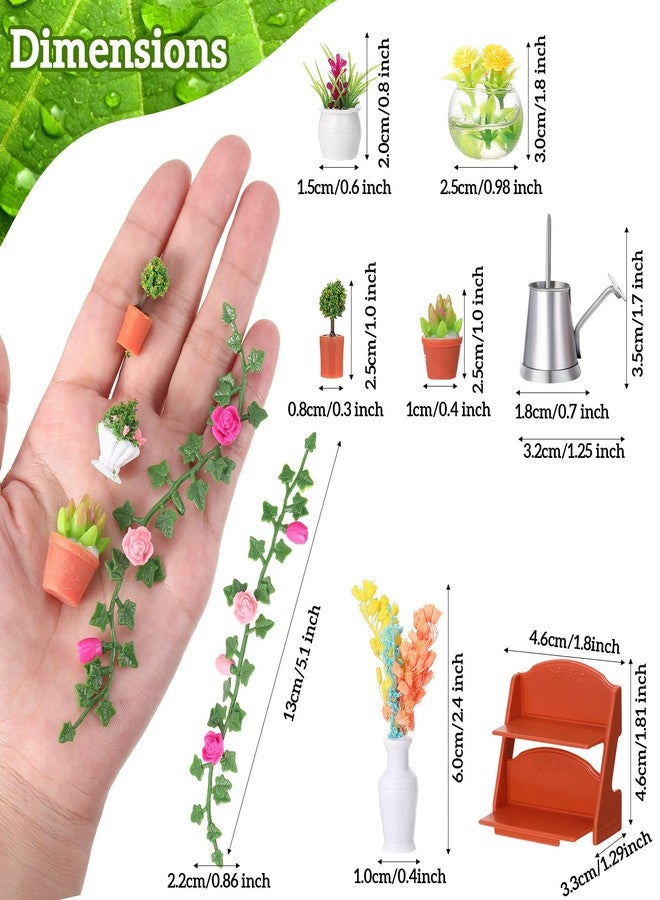 Luinabio 26 Pieces Dollhouse Plant Miniature Bonsai Mini Potted Plant Flower Model Tiny Fake Greenery Ornament Dollhouse Decoration for Boy Girl(Stylish Style) - Image 2