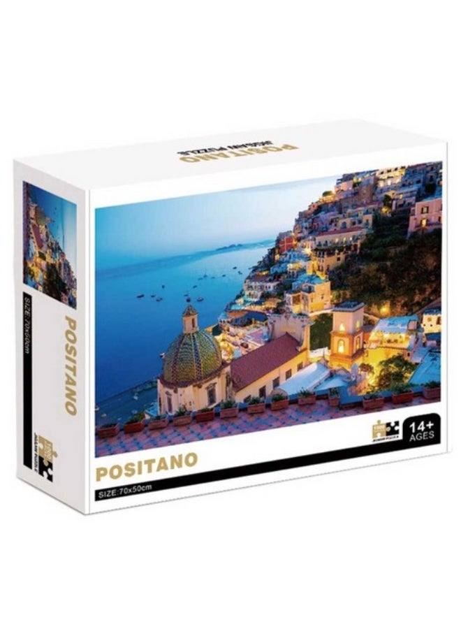 Capstro 1000 Piece Jigsaw Puzzle for Adults & Teens – Premium Landscape Scenery Puzzle with High-Definition Artwork | Challenging Brain Game & Relaxing Family Activity for Ages 14+ – Night View in Positano - Image 1