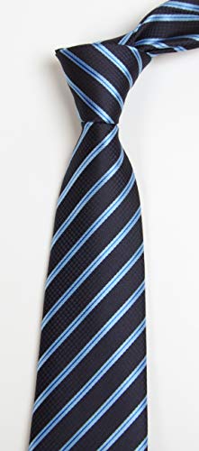 Secdtie Men's Navy Blue Geometric Striped Tie Trendy Patterned Fashion Suit Suit Necktie - Image 2