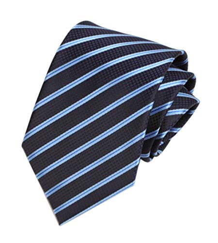 Secdtie Men's Navy Blue Geometric Striped Tie Trendy Patterned Fashion Suit Suit Necktie - Image 5