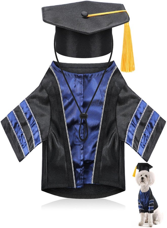 Geyoga Dog Cat Graduation Cap and Gown Set Washable Small Dog Costume Puppy Black Graduation Hat with Tassel Pet Holiday Party Costume Accessory(M) - Image 1