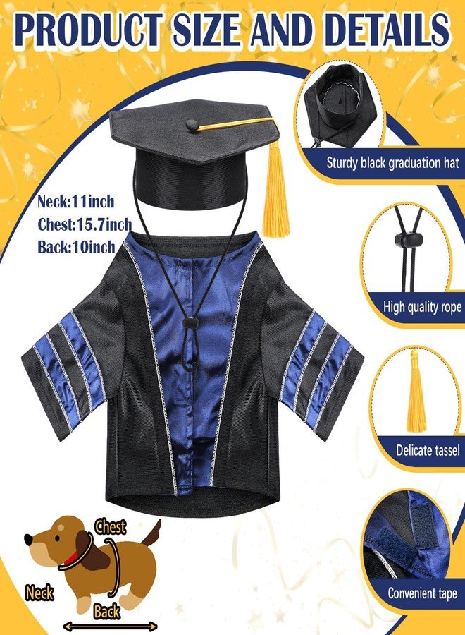 Geyoga Dog Cat Graduation Cap and Gown Set Washable Small Dog Costume Puppy Black Graduation Hat with Tassel Pet Holiday Party Costume Accessory(M) - Image 2