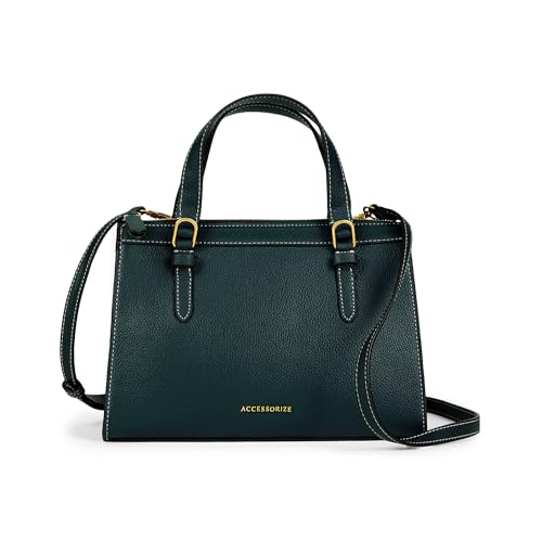 Accessorize London Women's Dwight Contrast Stitch Handheld Bag | Compact Structured Purse | Formal Satchel for Women | Gift Option - Image 1