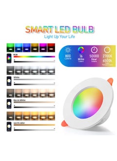 TUYA 2 Pcs RGB+CCT Downlight 6 Inch 10W Ceiling Light Bluetooth Control Works With Alexa And Google Assistant Led Light With App Control 16 Million Color Range 50000 Hour Lifespan 2700K-6500K Color Range  - Image 5