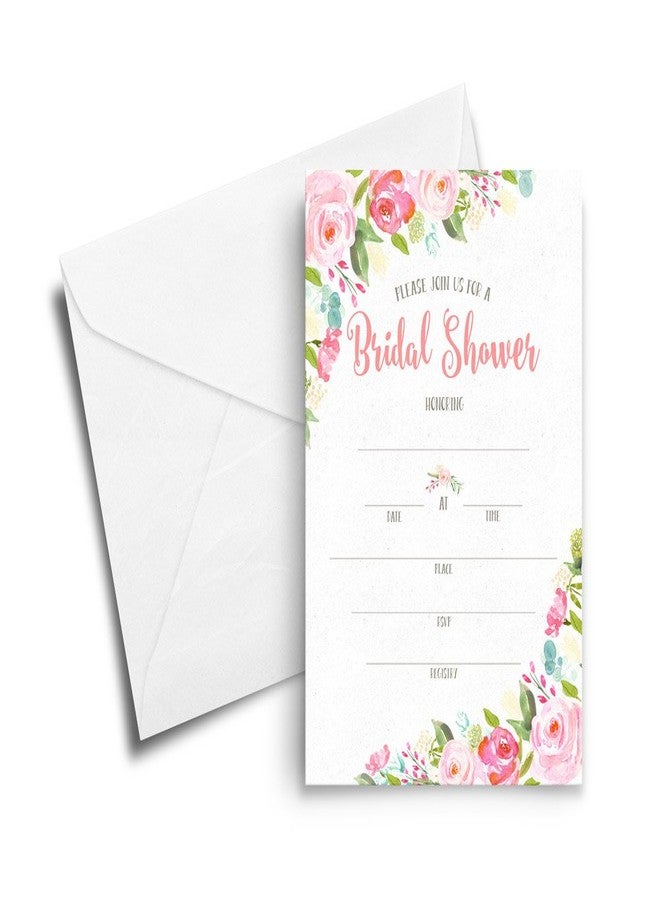 Printed Party Bridal Shower Invitations and Envelopes, Floral, Set of 40 - Image 4
