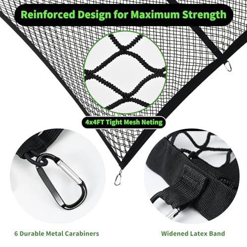 Ezfilet Cargo Net for Pickup Truck Bed, Highly Elastic Truck Bed Net, Suitable for Daily Light Loads of Trucks, 4'x4' Stretches to 7'x7', with 6 Metal Carabiners - Image 3