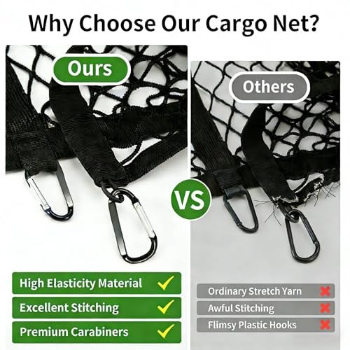 Ezfilet Cargo Net for Pickup Truck Bed, Highly Elastic Truck Bed Net, Suitable for Daily Light Loads of Trucks, 4'x4' Stretches to 7'x7', with 6 Metal Carabiners - Image 4