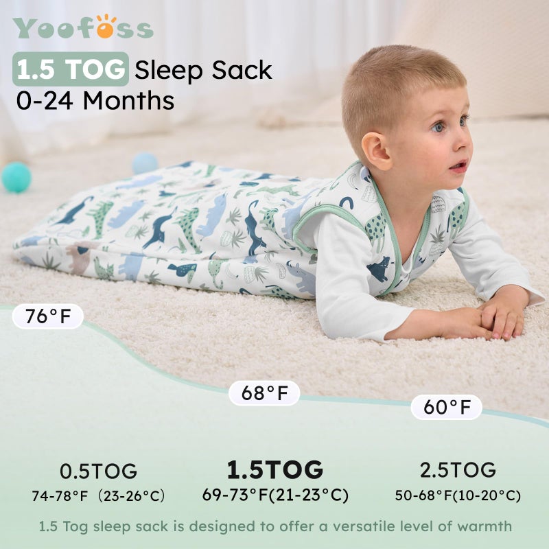 Yoofoss Baby Sleep Sack 18-24 Months  1.5 Tog Baby Wearable Blanket With 2-Way Zipper  100% Cotton Organic Fabric Winter Infant Sleeping Sack  Warm Soft Comfy - Image 3