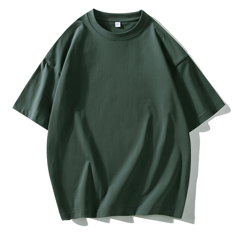 New Heavy Cotton Short-Sleeved T-Shirt Men'S And Women'S Summer Loose T-Shirt Bottoming Shirt Half-Sleeved Basic Solid Color T-Shirt Fashion - Image 1