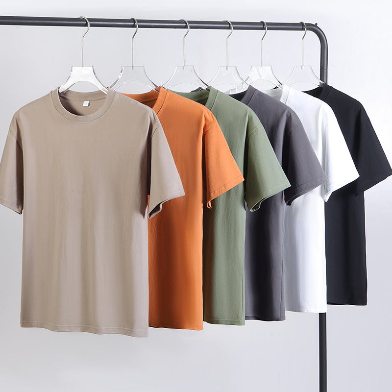 New Heavy Cotton Short-Sleeved T-Shirt Men'S And Women'S Summer Loose T-Shirt Bottoming Shirt Half-Sleeved Basic Solid Color T-Shirt Fashion - Image 2