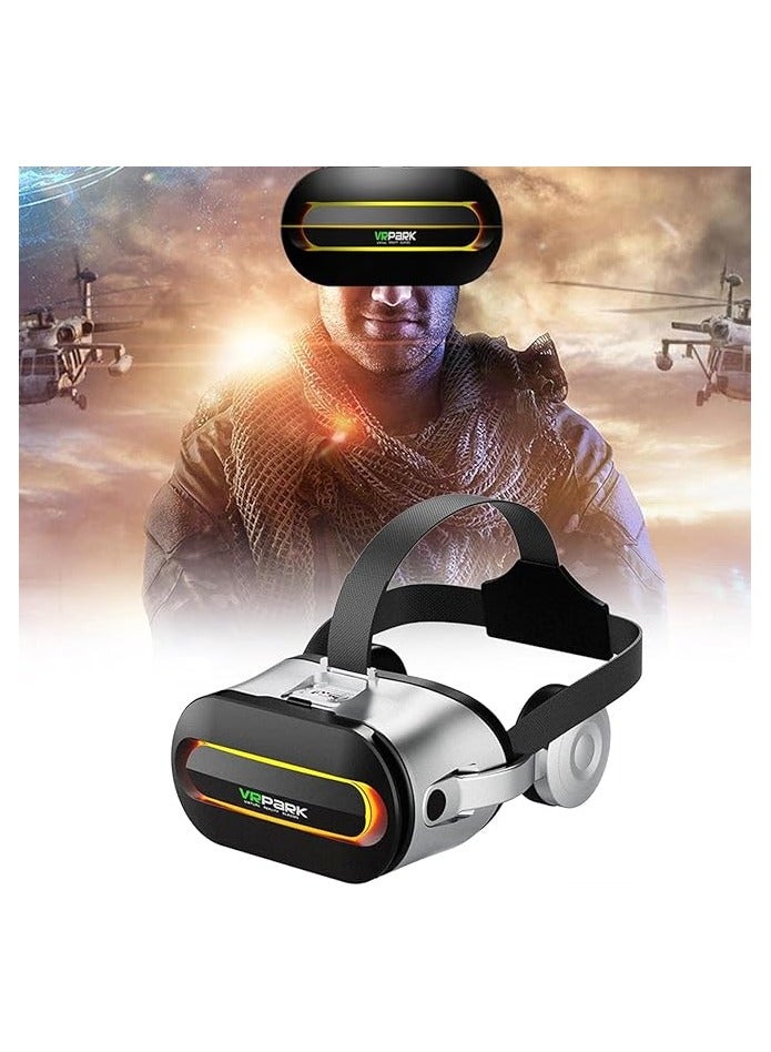 VRPARK VR Headset 3D Glasses Virtual Reality Headset with HiFi Stereo Headphones for VR Games 3D Movies Eye Care System for Smartphones Compatible for iOS Android - Image 1