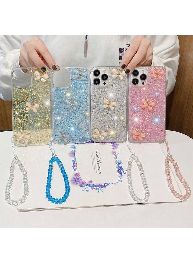 S-TOP Case For iPhone 14 Pro Starry Sequin Jade Butterfly Epoxy TPU Phone Case with Strap - Image 2