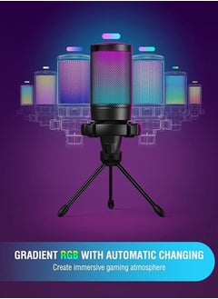 FIFINE FIFINE Gaming USB Microphone for PC PS5, Condenser Mic with Quick Mute, RGB Indicator, Tripod Stand, Pop Filter, Shock Mount, Gain Control for Streaming Discord Twitch Podcasts Videos-AmpliGame - A6V  - Image 4