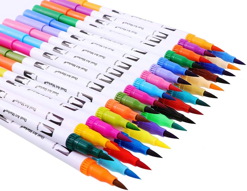 Gold Leaf GOLD LEAF Coloring Art Markers Set, 48 Colors Dual Tips Fine Point Water Based Marker Fineliner Pens, 0.4mm fine tip and 1-6mm Brush tip  - Image 2
